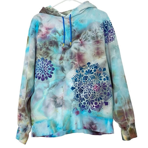 Nike Other - Nike Tie Dye Hoodie Sweatshirt Mens Size Large Unisex Pullover Hand Painted Blue